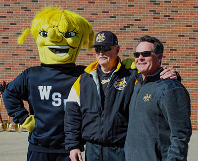 WuShock was on hand to celebrate the day with former WSU head baseball coach Gene Stephenson and current head coach Todd Butler.