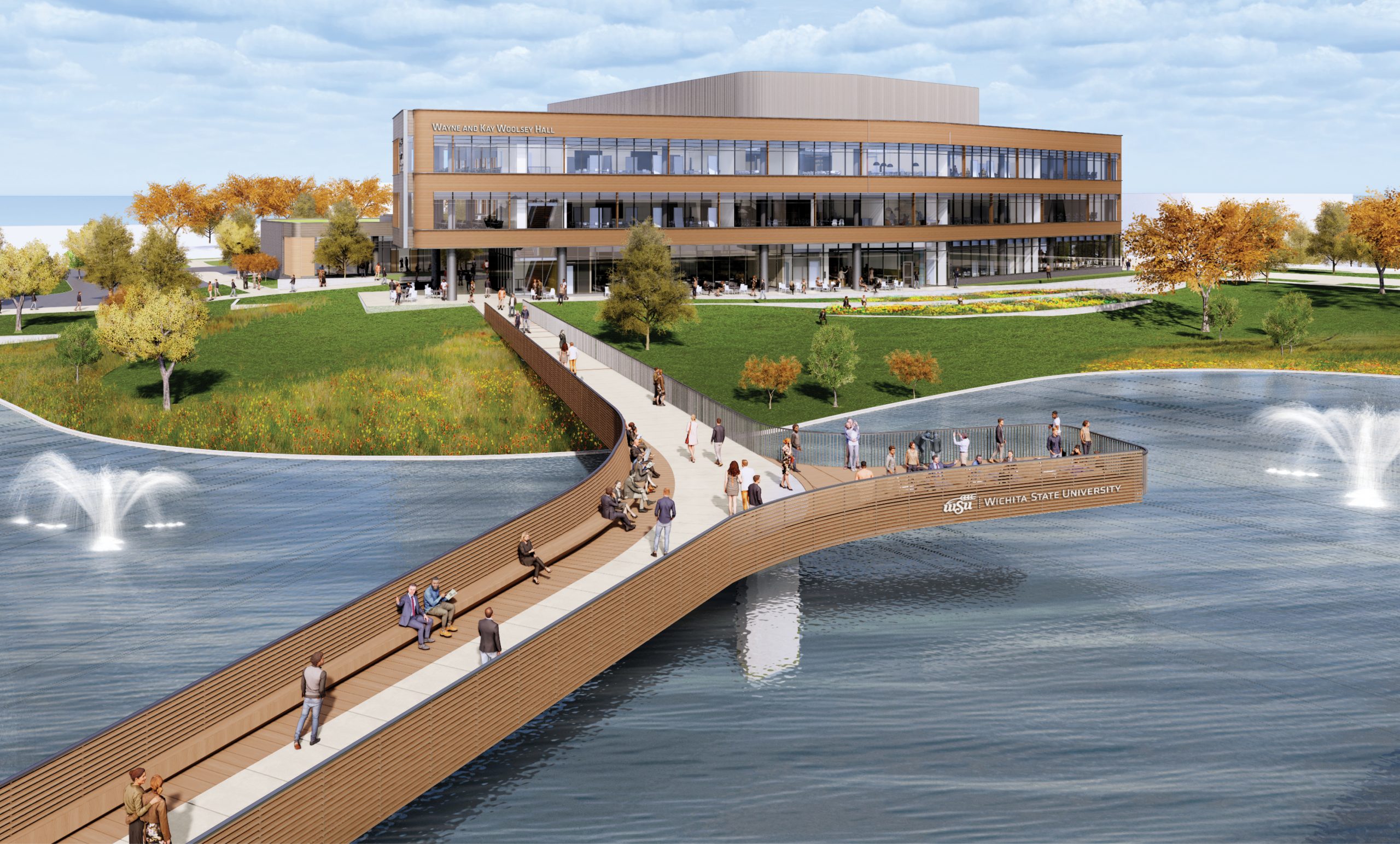 Wichita State Woolsey Hall rendering with bridge