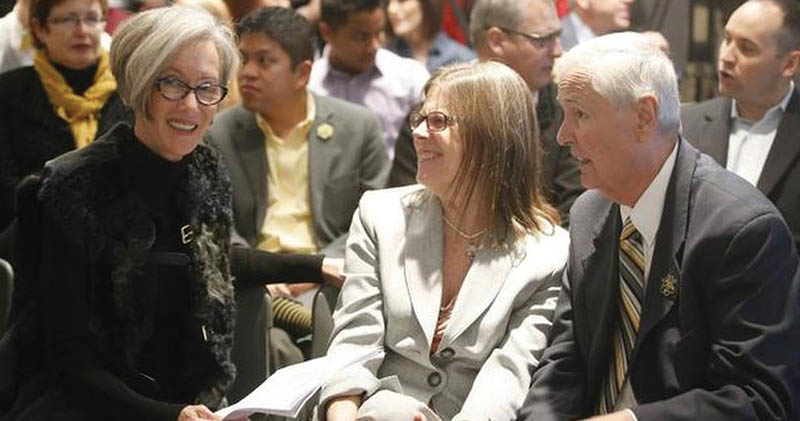 Liz Koch with the late WSU President John Bardo and his wife, Deborah.