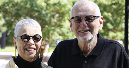 Donna and Marty Perline during a campus visit