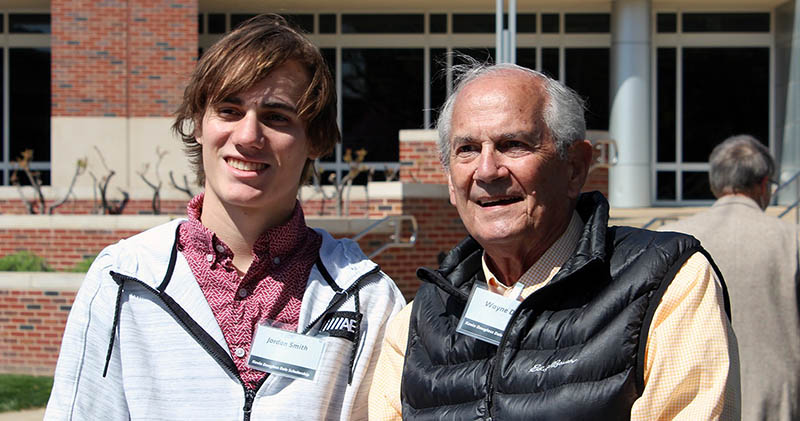 Wayne Dale, right, with Jordan Smith, recipient of the scholarship named for Dale’s son, Kevin Douglass Dale.