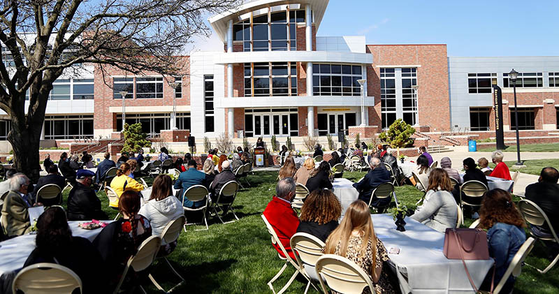 This year’s Scholarship Celebration was held outdoors, on the east lawn of the Rhatigan Student Center, to help mitigate COVID concerns.