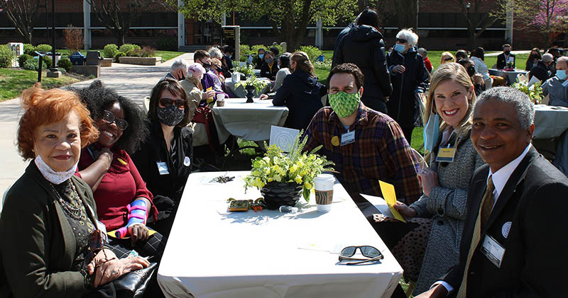 Marilyn Tilford, front left, is seated next to Keyondra Brooks, recipient of the Michael P. Tilford Graduate Fellowship. Mark Tilford is seated at the front right.