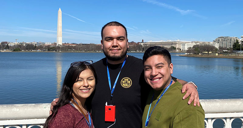 Parkinson Scholars Irene Campos, Jonathan Lozano and Javier Martinez had the opportunity to see Washington, DC, through generous funding from Mark and Stacy Parkinson.