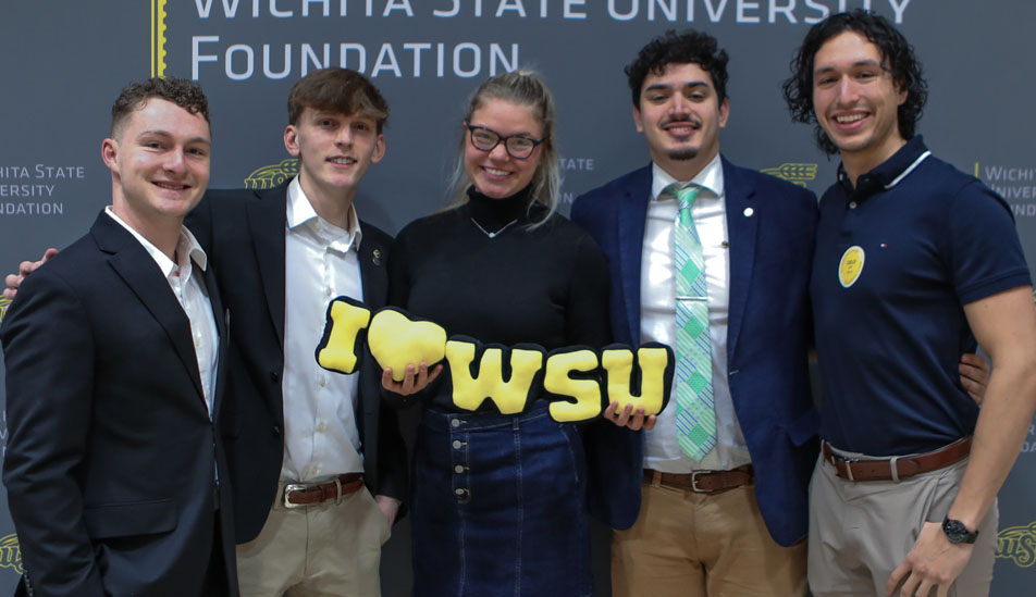 Students pose for picture at annual Scholarship Celebration