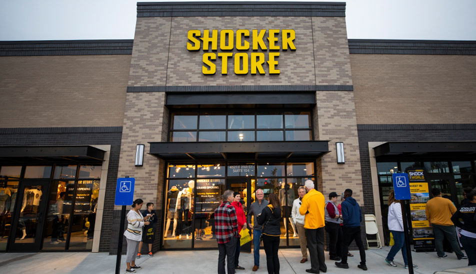 The front façade of the shocker store