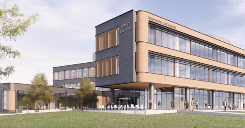 A conceptual rendering of Woolsey Hall, the new home for the W. Frank Barton School of Business.