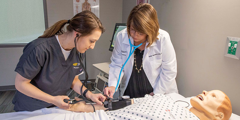 Health professions student and instructor